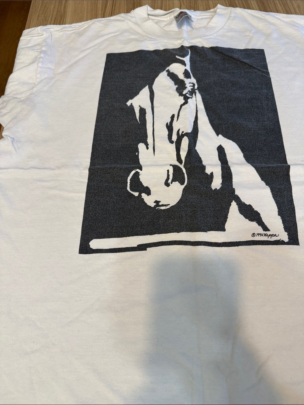 White Men’s Graphic Tee with Black Horse Print